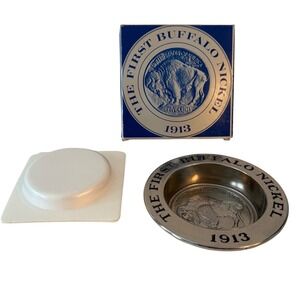 Vintage Buffalo Nickel Soap Dish 1913 Design w/ Unused Soap James E Fraser Box